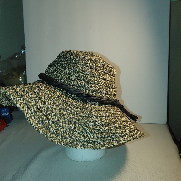 Wide Brim Jessica Simpson Brown Design Floppy Hat - Picture 3 of 12